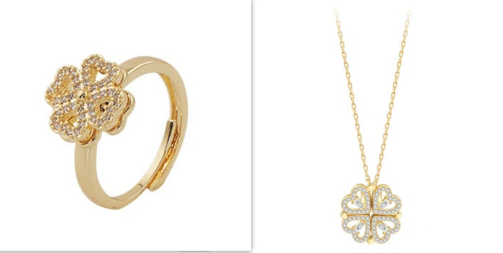 Detachable Four-Leaf Clover Necklace – Women’s Multi-Wear Zircon Chain