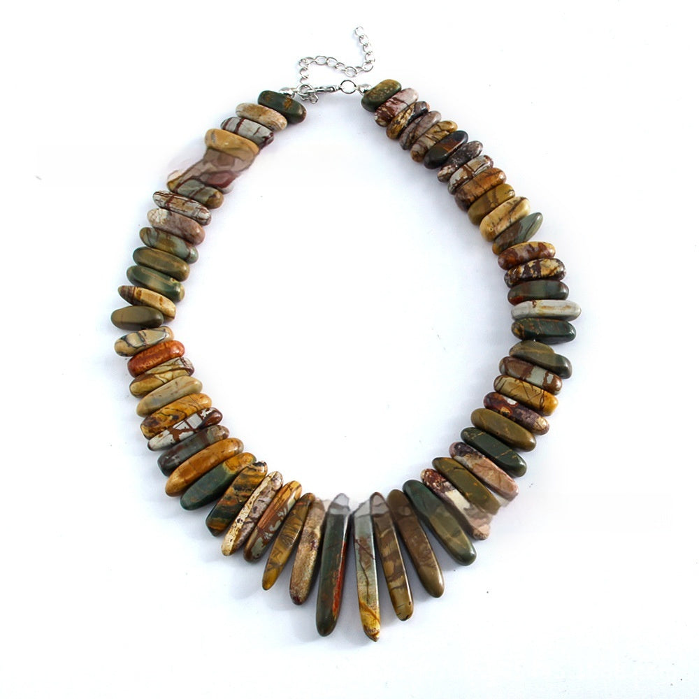 Handmade Bohemian Natural Stone Beaded Necklace – Women’s