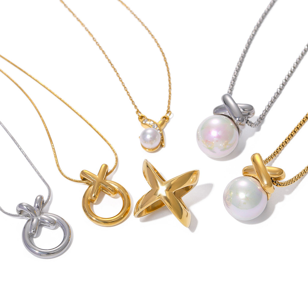 18K Gold Stainless Steel Cross Pendant Necklace – Fashion Pearl Women’s Jewellery