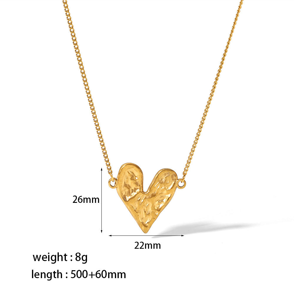 18K Gold Plated Titanium Steel Heart Pendant Necklace