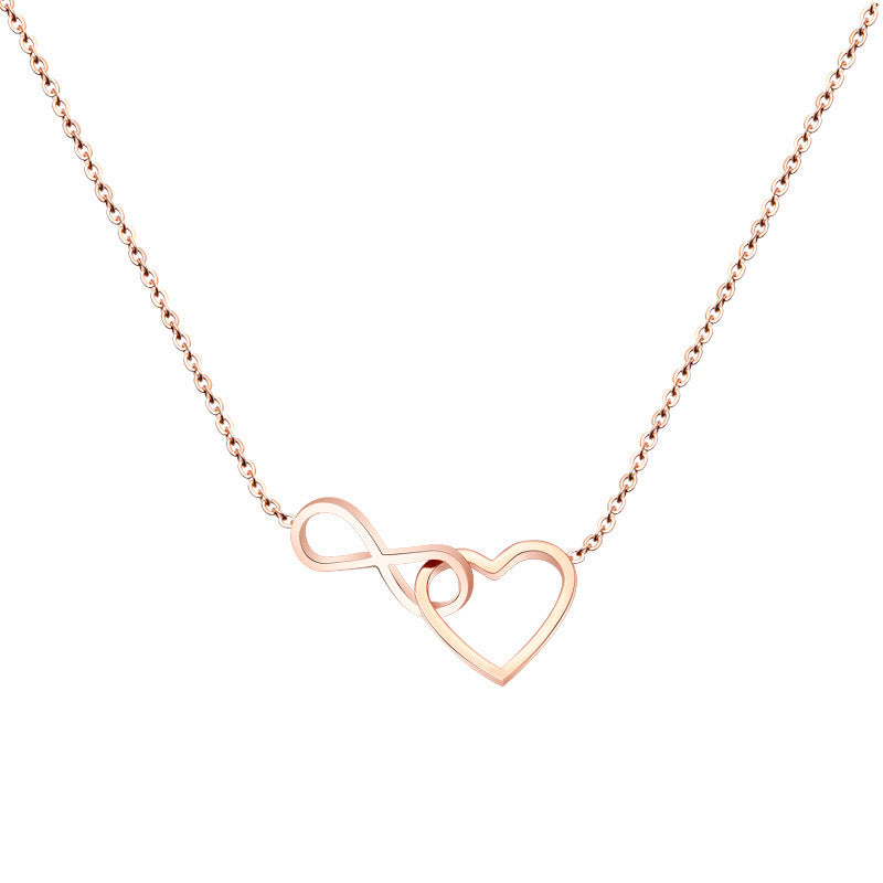 Rose Gold Hollow Heart Clavicle Necklace – Stainless Steel Jewellery