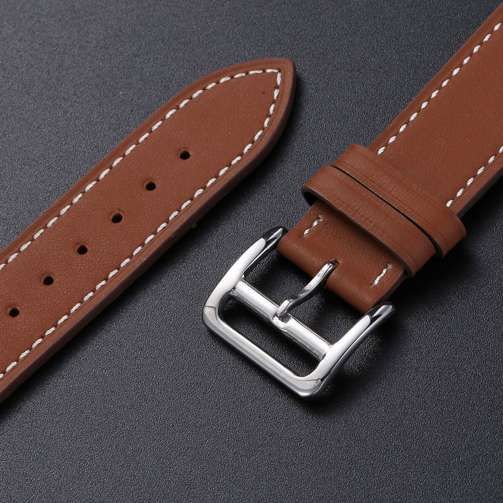 Genuine Cow Leather Watch Band – Casual Needle Pattern Strap for Watches