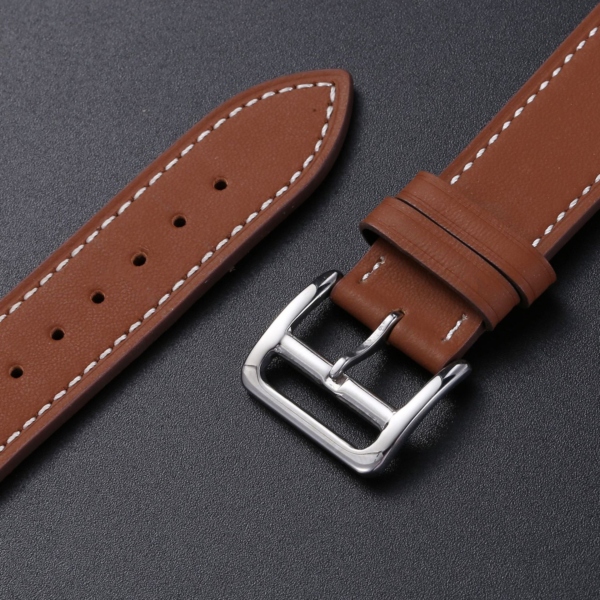 Genuine Cow Leather Watch Band – Casual Needle Pattern Strap for Watches
