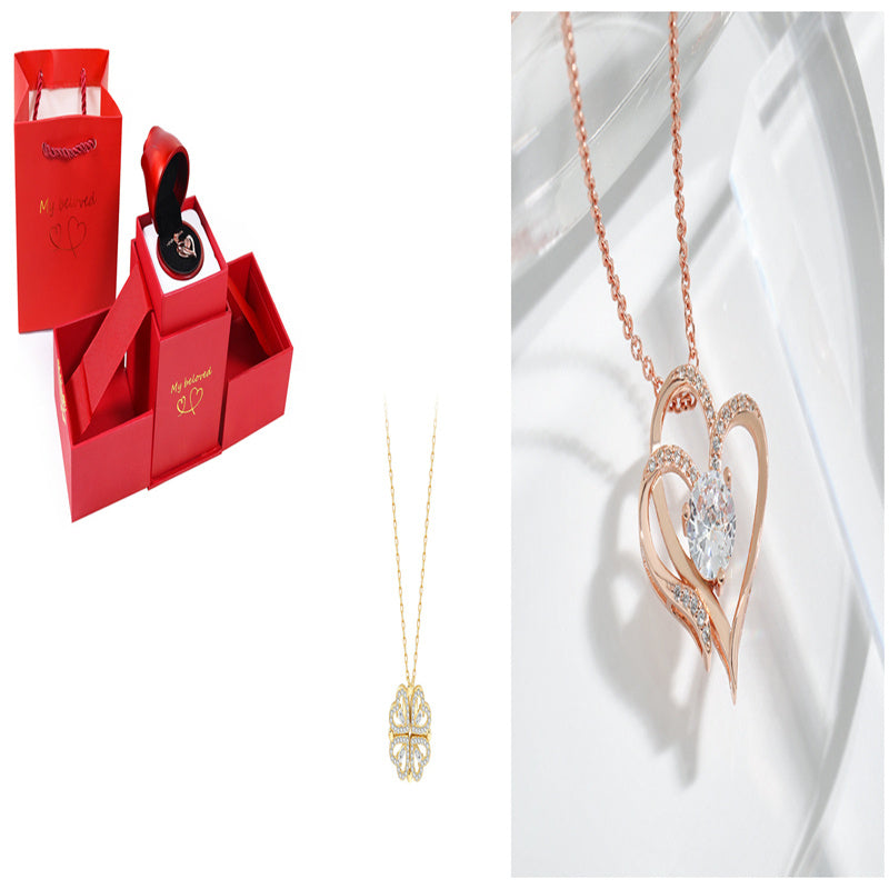 Detachable Four-Leaf Clover Necklace – Women’s Multi-Wear Zircon Chain