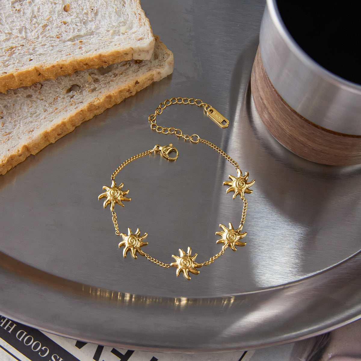 European & American Titanium Steel Bracelet – Light Luxury Sun Design