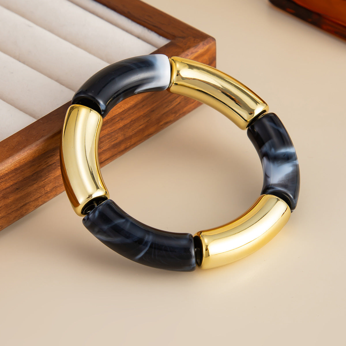 Handmade Beaded Bamboo Resin Bracelet