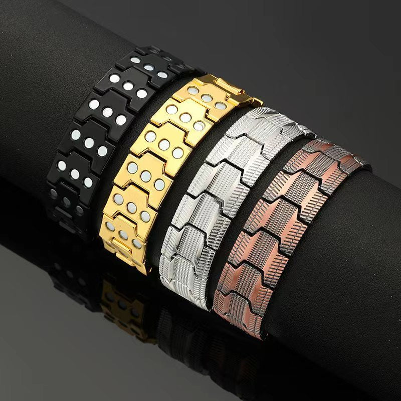 Carved Retro Three-Row Full Magnet Bracelet – Unisex Design