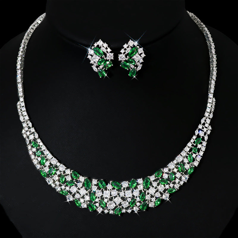 Elegant Shimmer Zircon Necklace & Earring Set – Women’s Fashion Jewelry