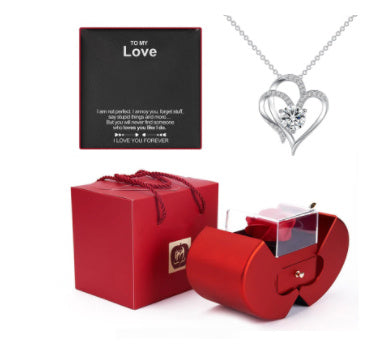 Red Apple Jewellery Box with Eternal Rose – Christmas & Valentine’s Gift for Women