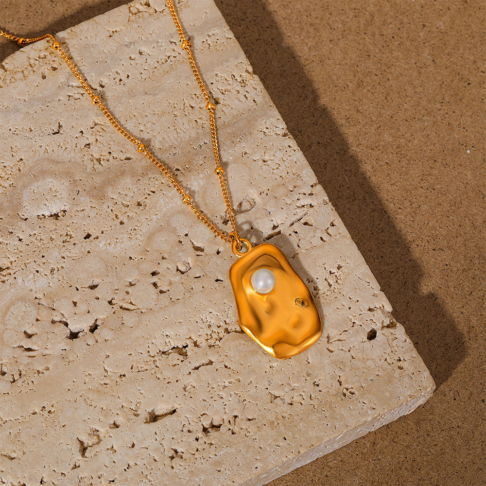 French Style 18K Gold-Plated Stainless Steel Pendant Necklace – Elegant Women’s Jewellery