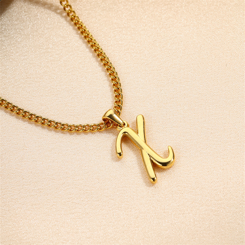 18K Gold Plated Stainless Steel Mini Letter Pendant Necklace
