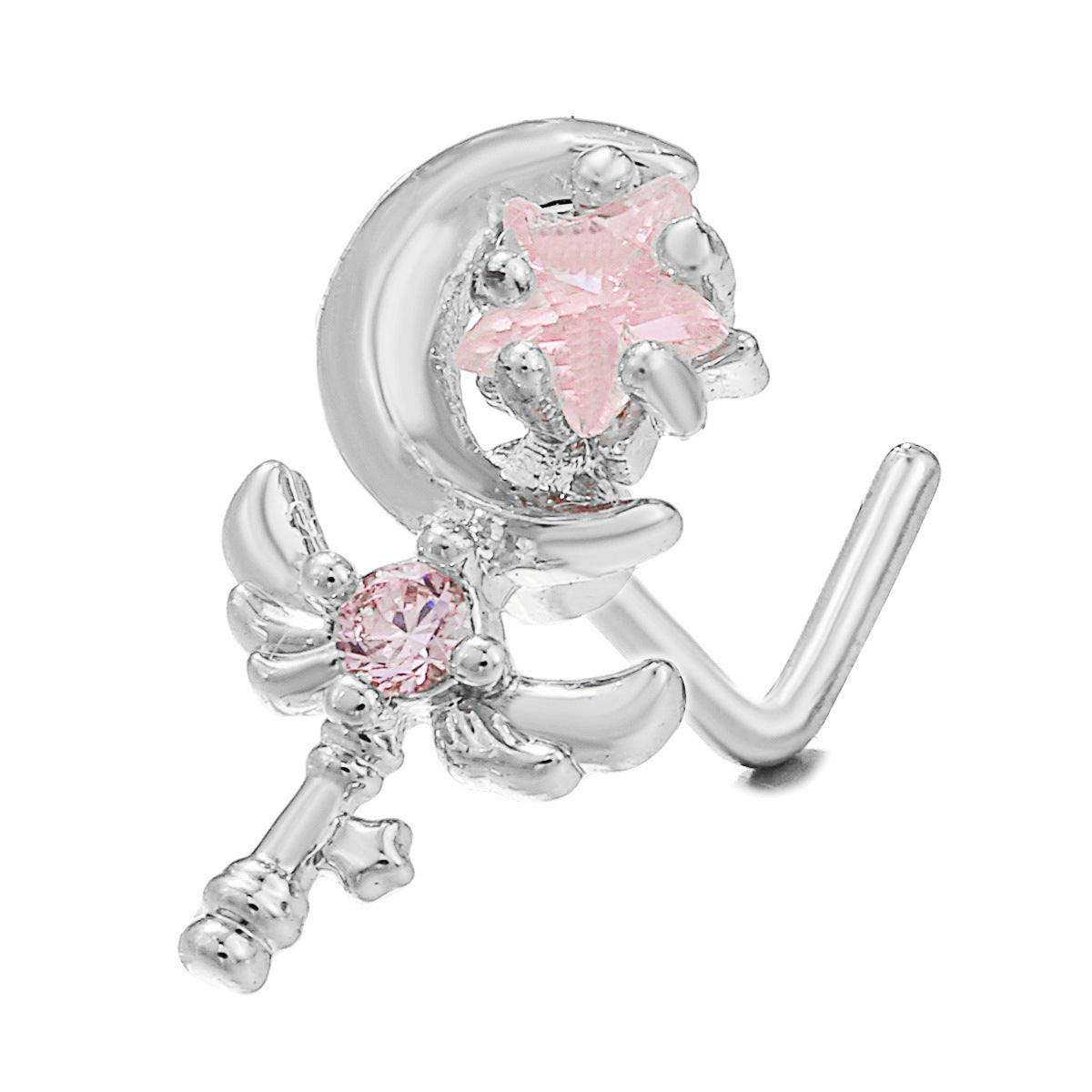 Zircon Geometric Nose Stud – 18K Gold & Brass Fashion Jewellery for Women