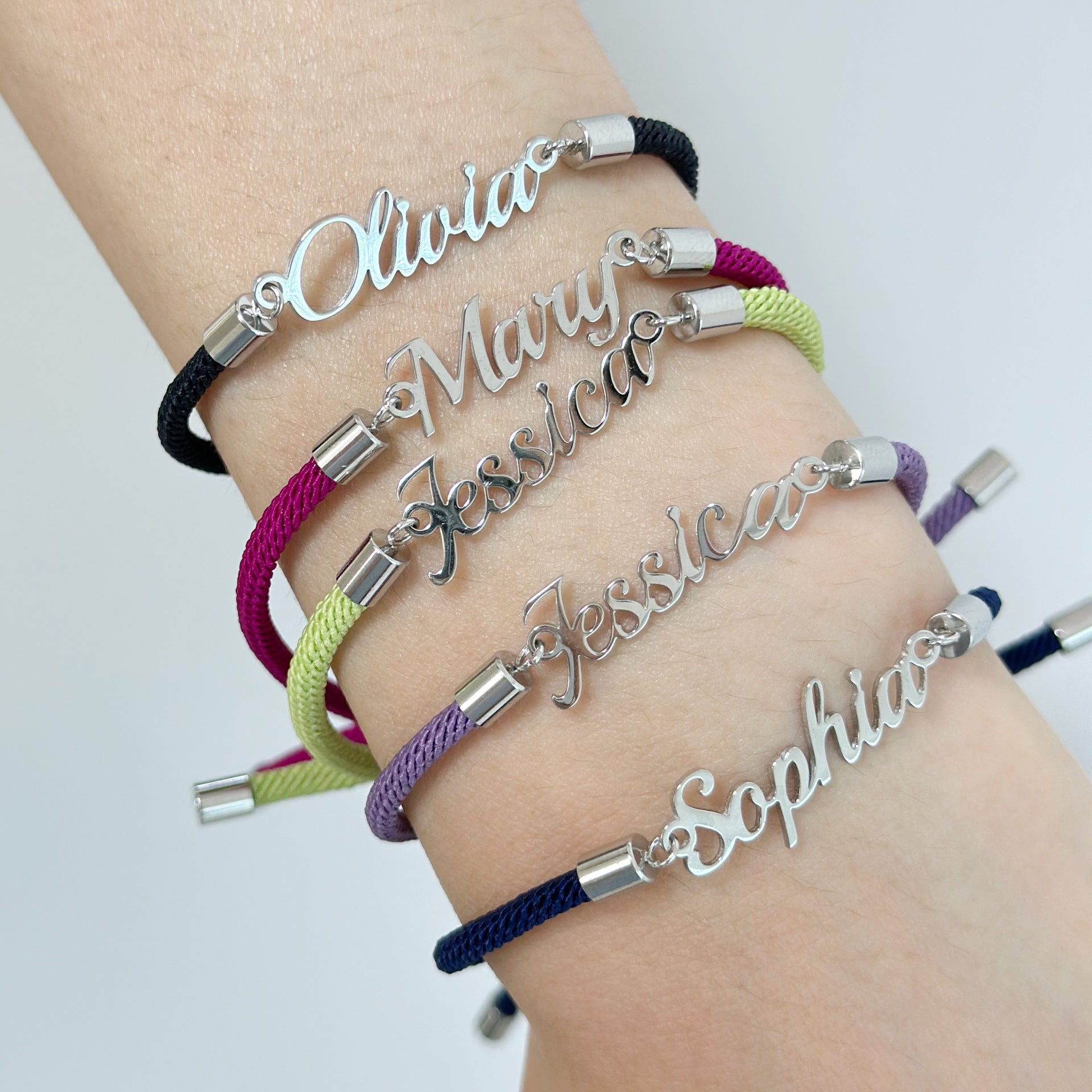 Personalized Colorful Rope Chain Name Bracelet – Adjustable Custom Jewellery for Girls