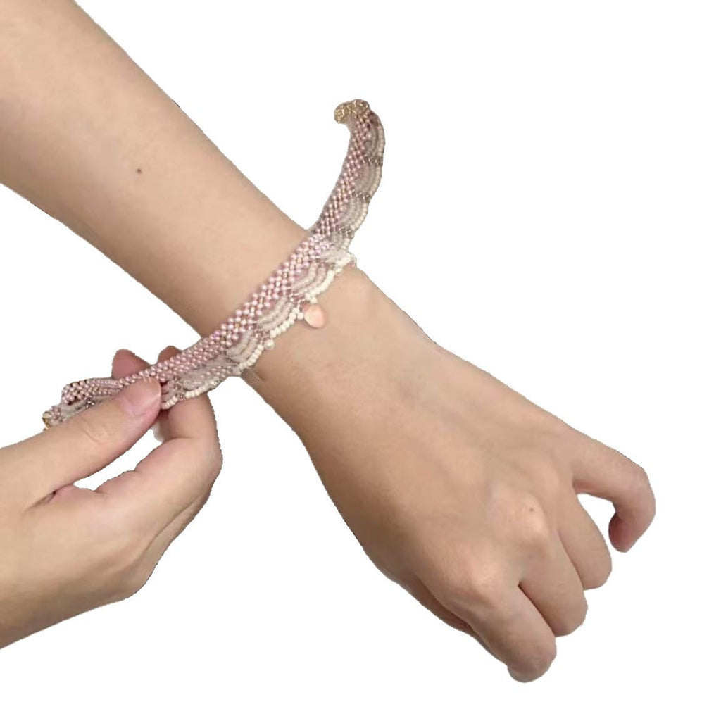 Hand-Woven Lace Beaded Tassel Necklace – Elegant Women’s Fashion Jewellery