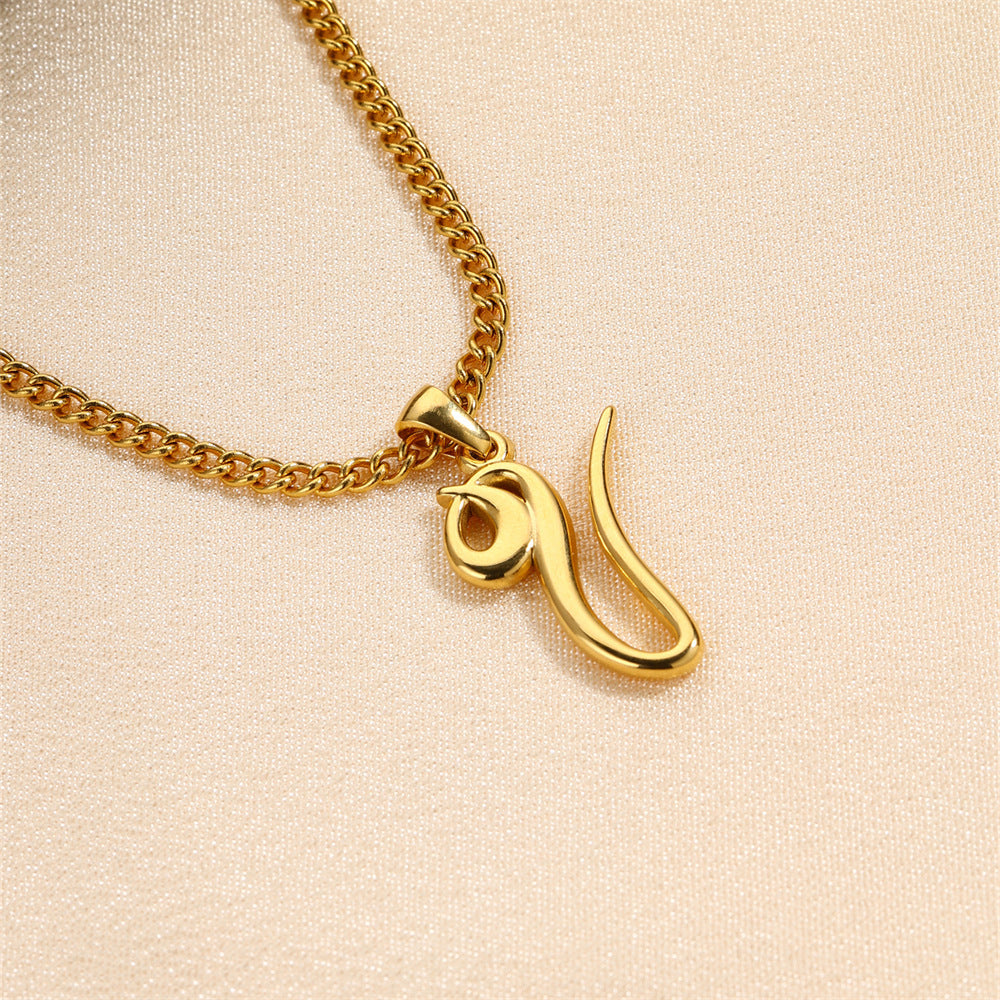 18K Gold Plated Stainless Steel Mini Letter Pendant Necklace