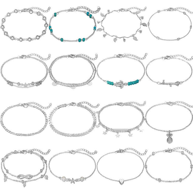 14/16/20-Piece Anklet Set for Women – Gold & Silver Foot Bracelets
