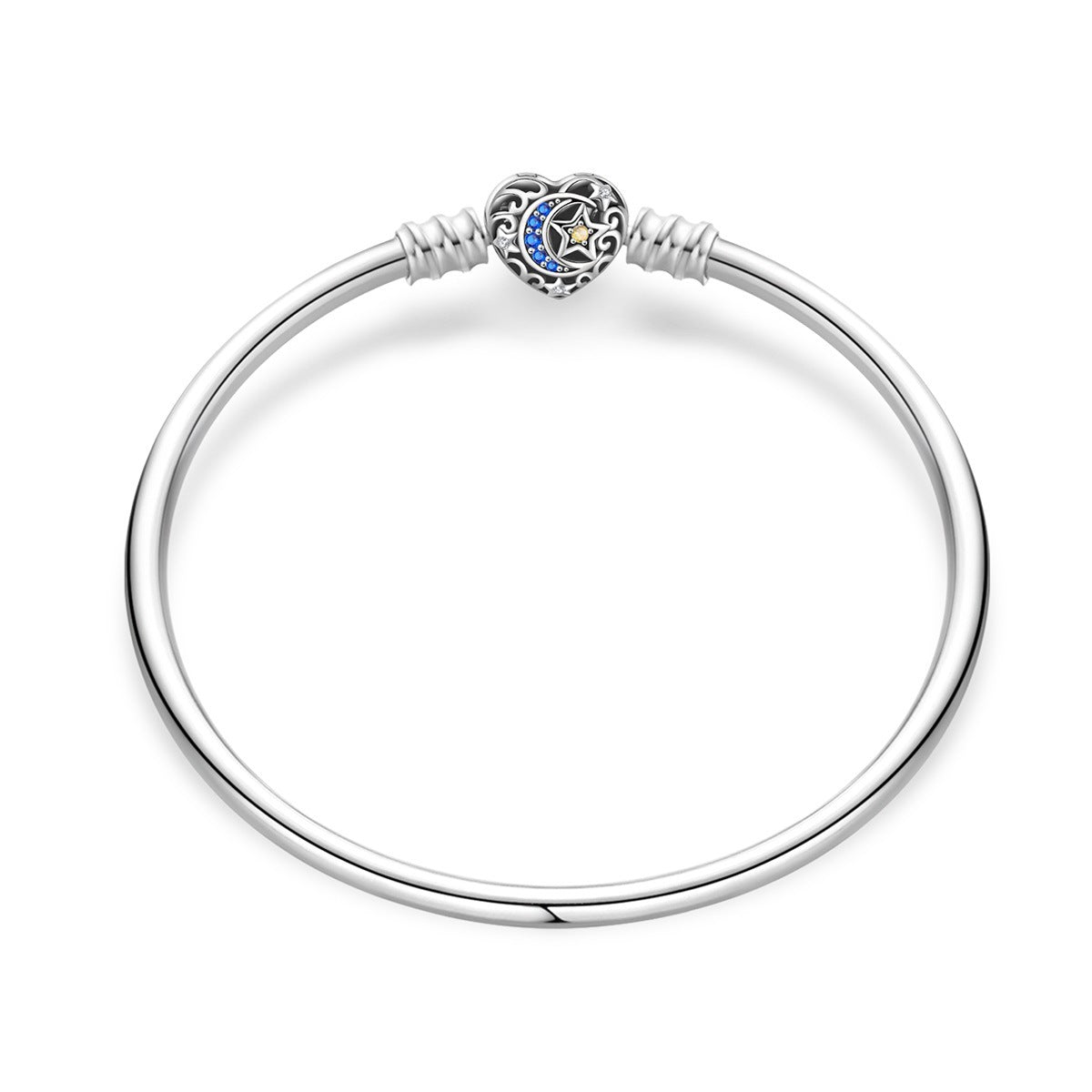 Love Star & Moon Bracelet – Silver-Plated Snake Bone and Flower-de-Luce Design