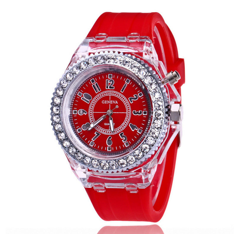 Geneva LED Luminous Women’s Quartz Watch – Silicone Bracelet