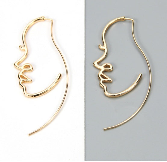 Abstract Face Contour Earrings – Creative & Trendy Jewellery for Women
