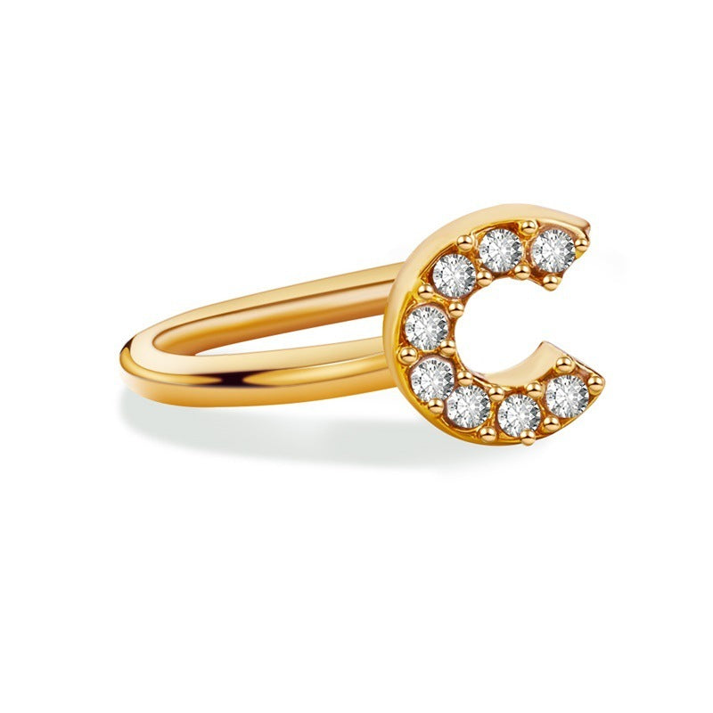 26 English Letters Diamond Ear Cuff – Mini U-shaped Earrings