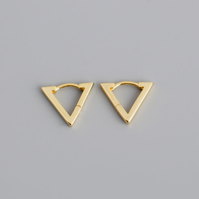Minimalist Triangle 925 Sterling Silver Earrings – Geometric Studs