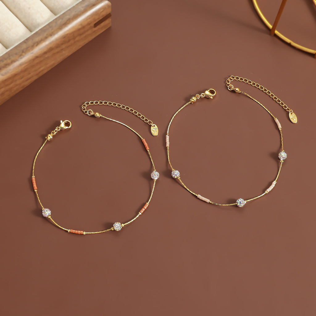 Beaded Stainless Steel Anklet – Fashion Personality Foot Bracelet for Women