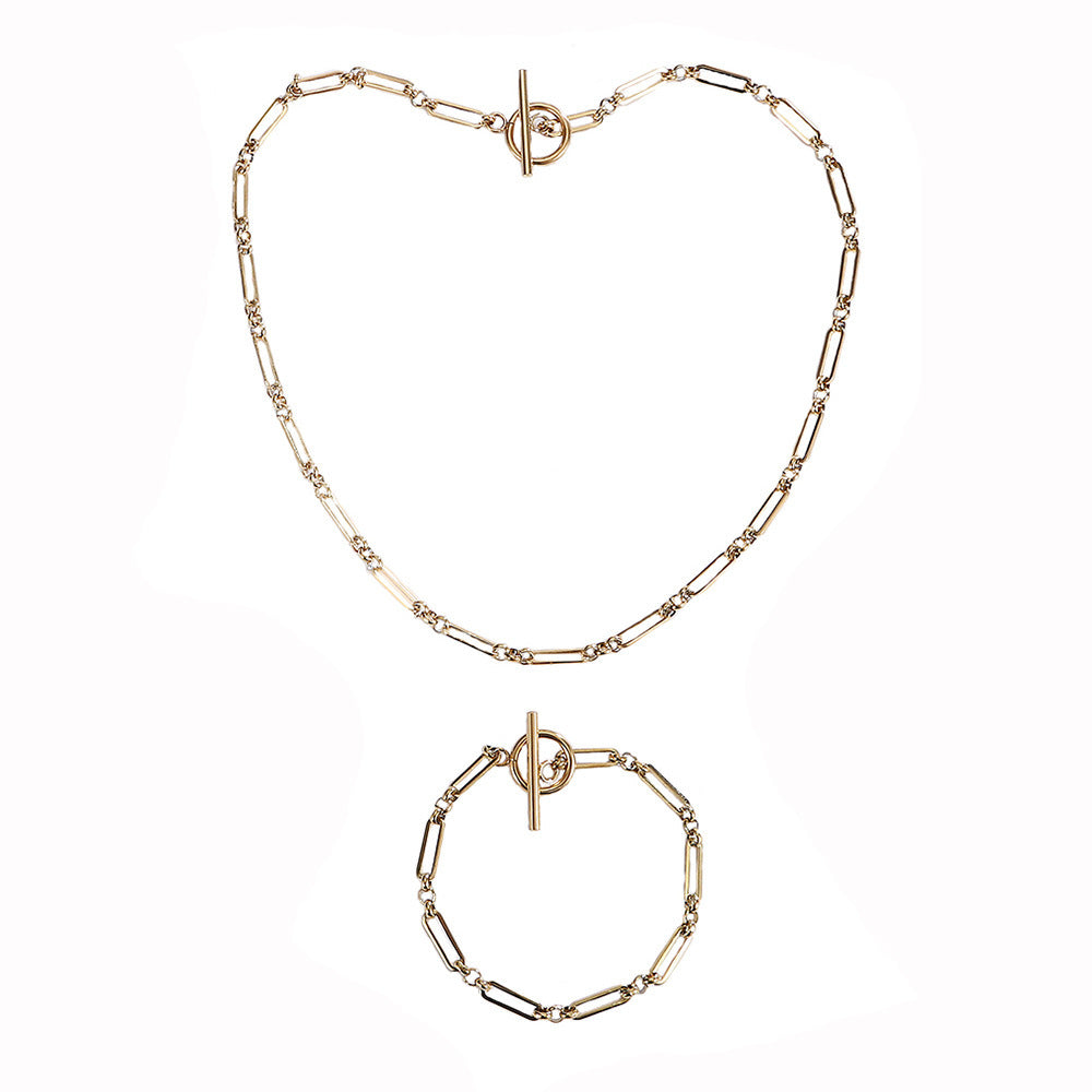 Wear-Resistant Stainless Steel Necklace & Bracelet Set – Non-Fading Metal Jewellery for Women