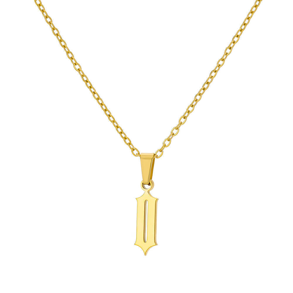 18K Gold-Plated Stainless Steel Pendant Necklace – Ancient English Letter Design