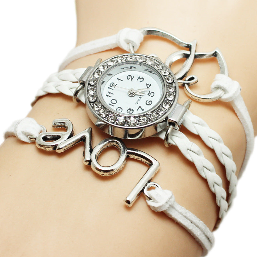 Double Heart Woven Multi-Layer Alloy Watch – Women’s Love Design