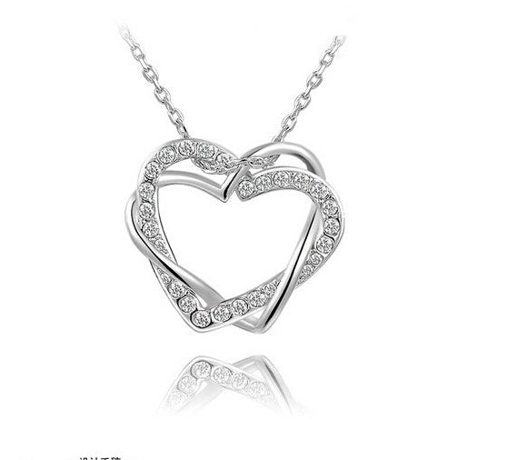 Double Diamond Heart Necklace & Earring Set – Customised Women’s Fashion Jewellery