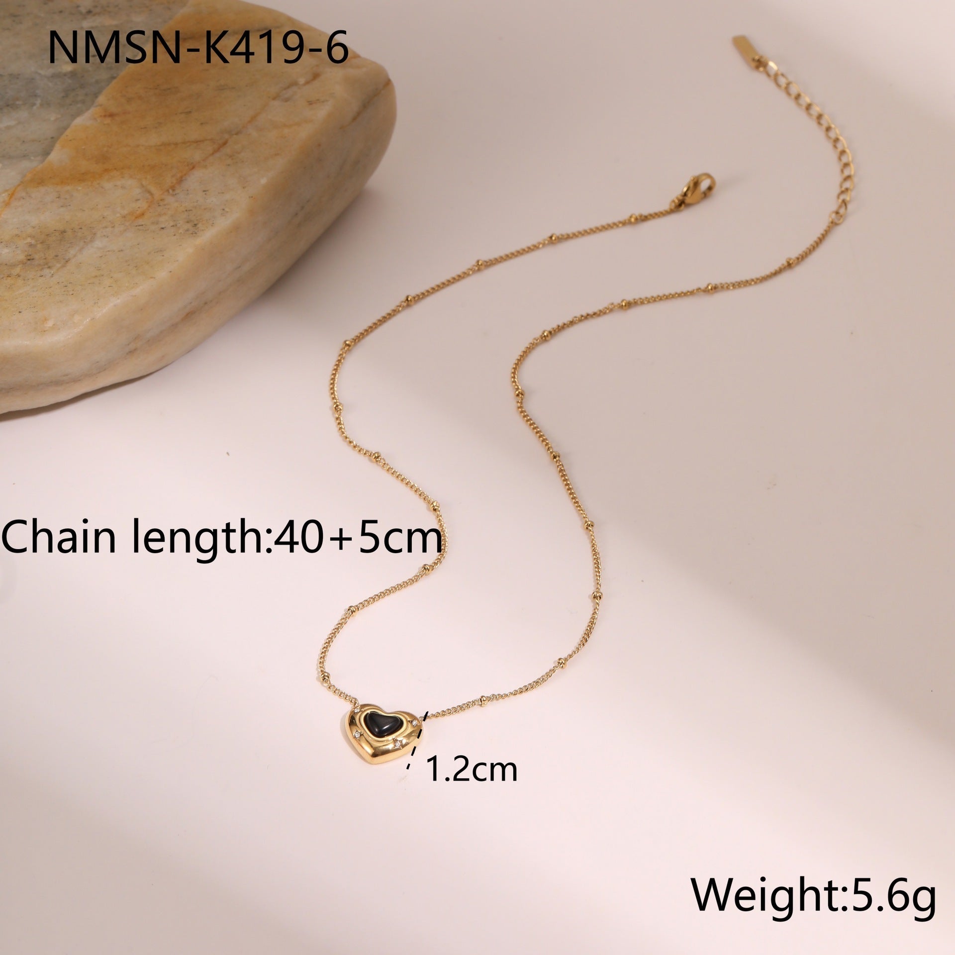 Fashion Love Heart-Shaped Natural Stone Pendant Necklace – Titanium Steel Women’s Jewellery