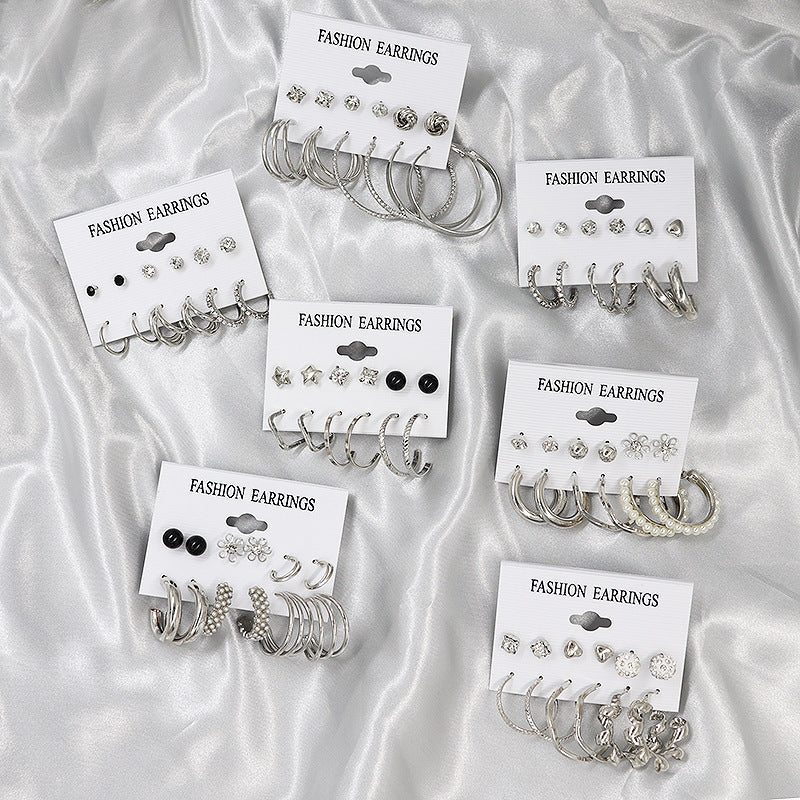 6-Pair Diamond Earrings Set – Simple & Elegant Jewellery for Women