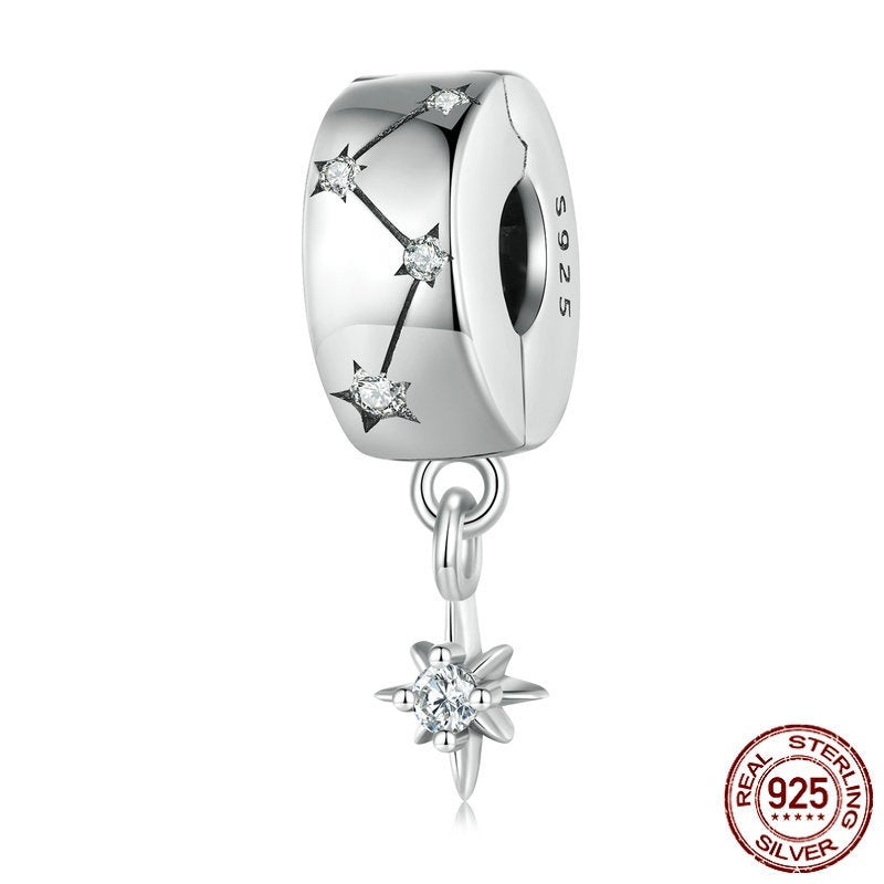 S925 Silver Starburst Zircon Pendant with Circular Clasp