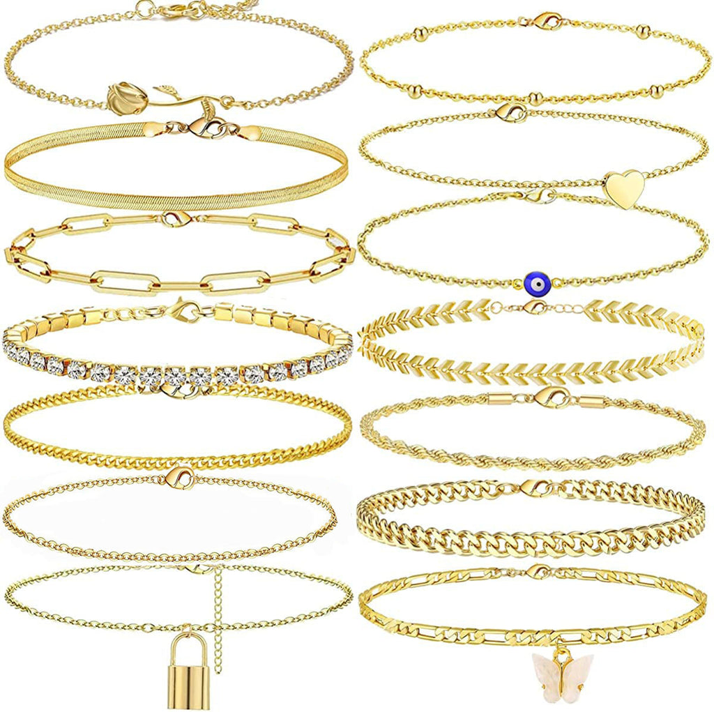 14/16/20-Piece Anklet Set for Women – Gold & Silver Foot Bracelets