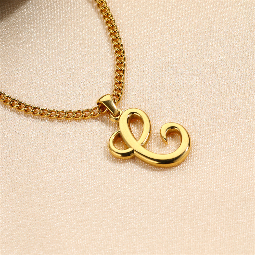 18K Gold Plated Stainless Steel Mini Letter Pendant Necklace