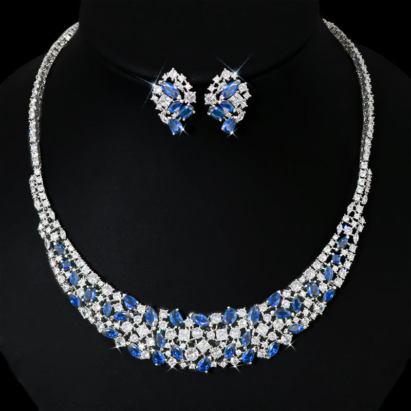 Elegant Shimmer Zircon Necklace & Earring Set – Women’s Fashion Jewelry