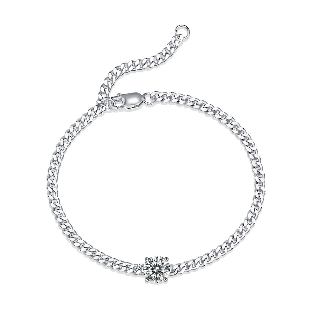 Cuban Luxury Mosan Diamond Silver Bracelet – Natural Diamond Look Jewellery