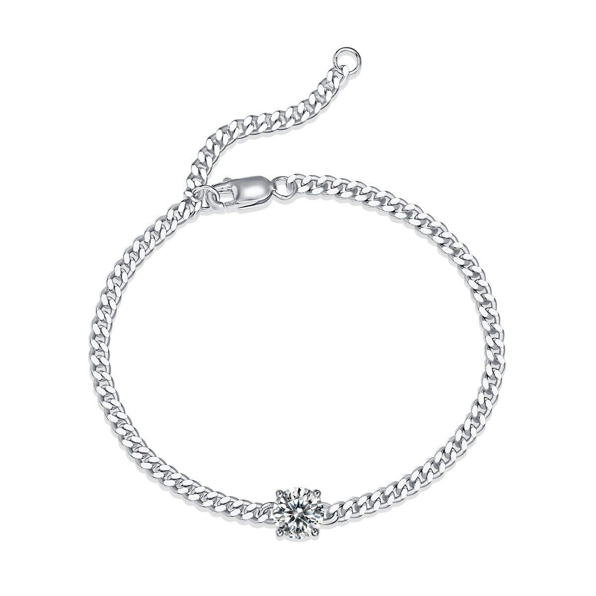 Cuban Luxury Mosan Diamond Silver Bracelet – Natural Diamond Look Jewellery