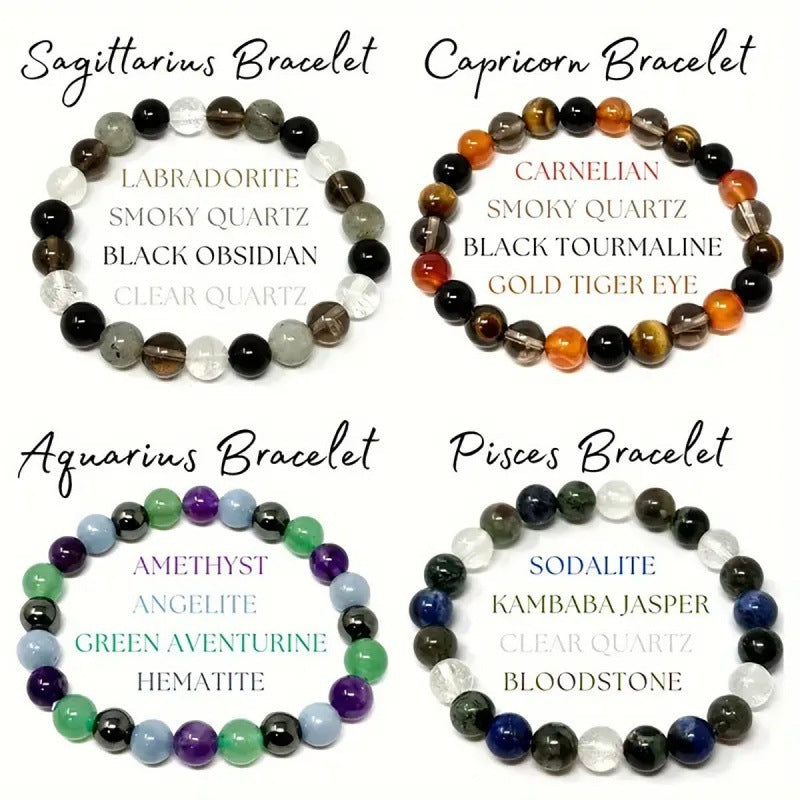 Unisex Zodiac Bracelets – Twelve Constellations Natural Stone Beads
