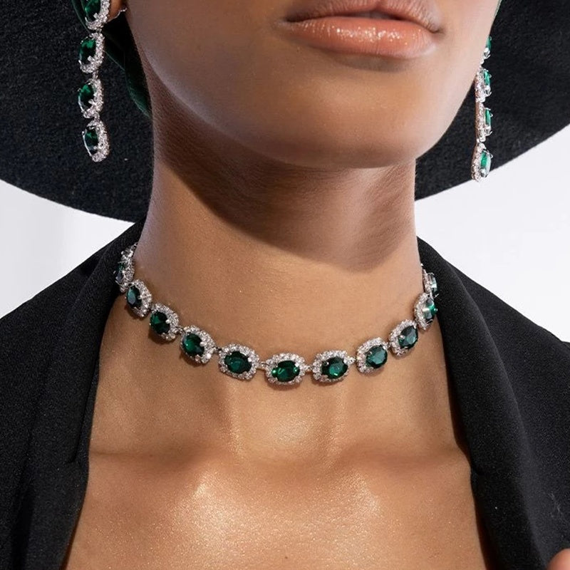 Elegant Retro Crystal Short Chain Necklace