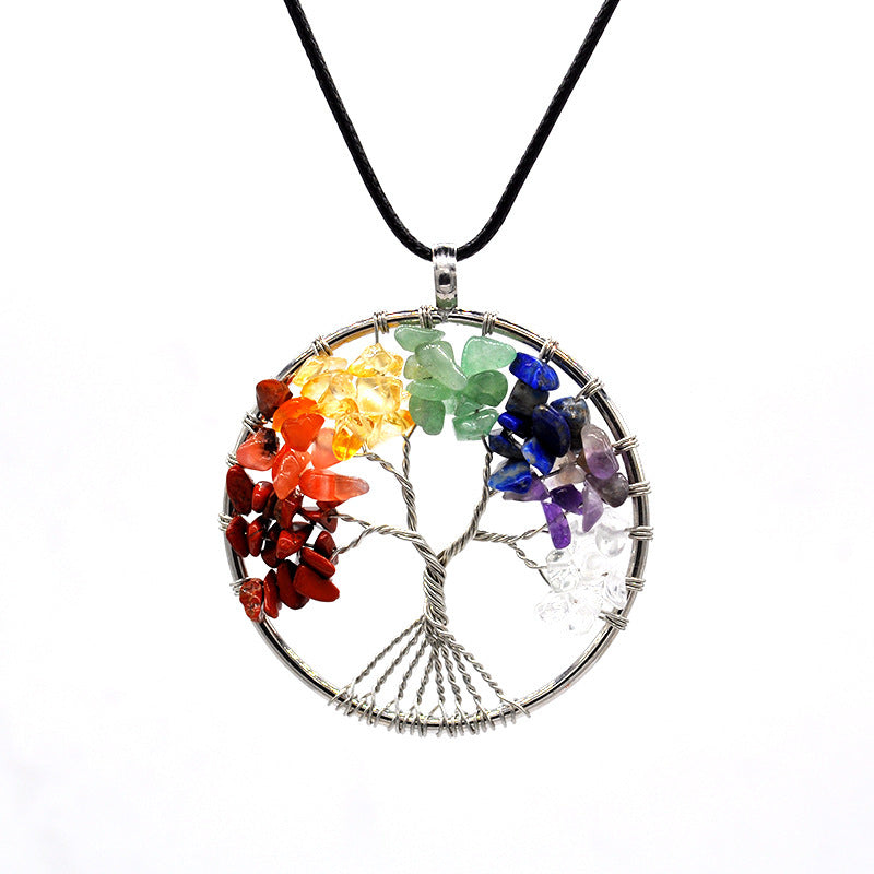 Kabbalah Life Tree Pendant Necklace – Natural Stone & Copper Wire Jewellery