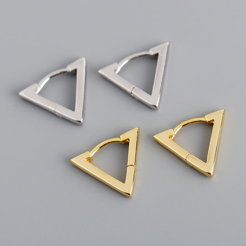 Minimalist Triangle 925 Sterling Silver Earrings – Geometric Studs