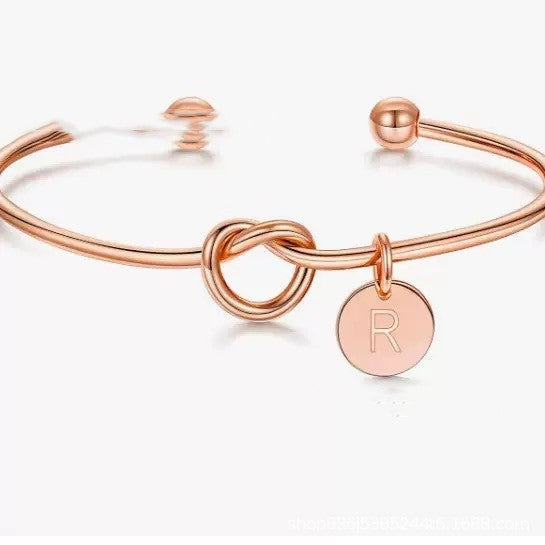 DIY Titanium Steel Bracelet – 26 English Letters with Love Heart Charm