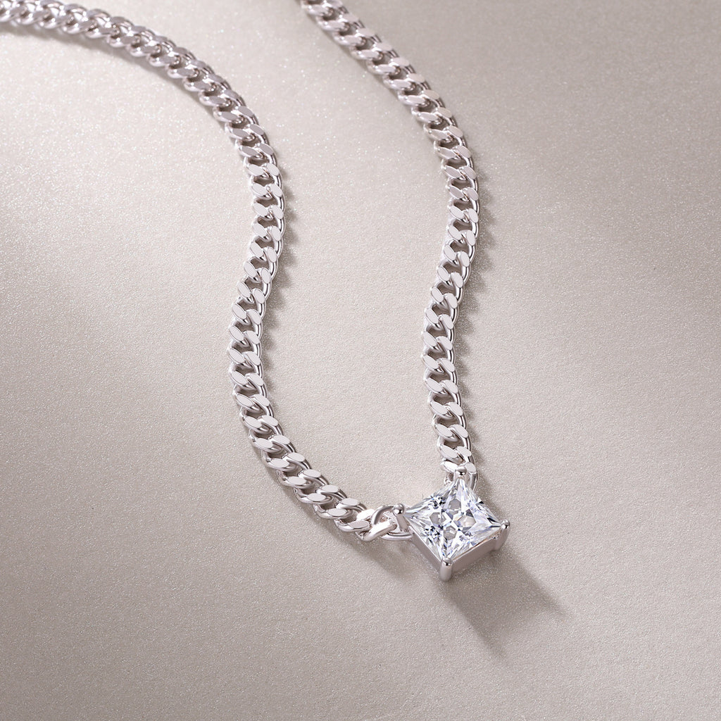 Zhang Yang – Luxurious Square Moissanite Pendant in S925 Sterling Silver