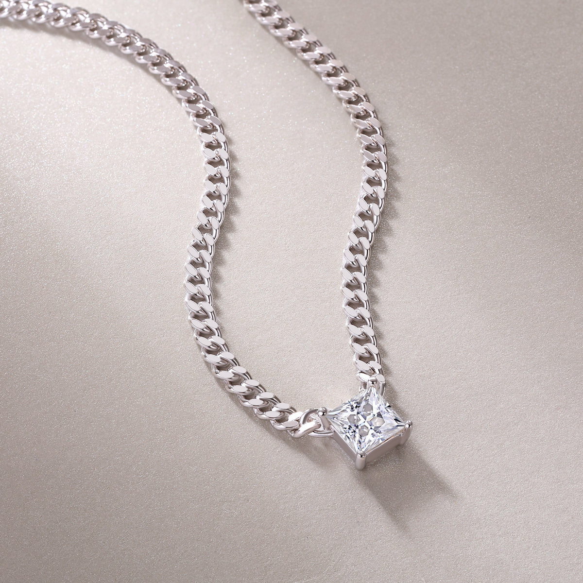 Zhang Yang – Luxurious Square Moissanite Pendant in S925 Sterling Silver