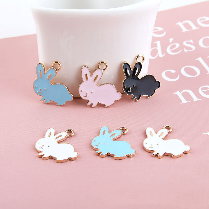 Cute Rabbit Pendant Earrings – Alloy Dripping Oil Design