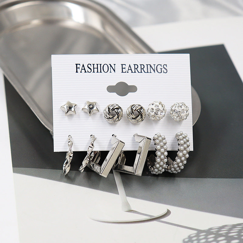 6-Pair Diamond Earrings Set – Simple & Elegant Jewellery for Women