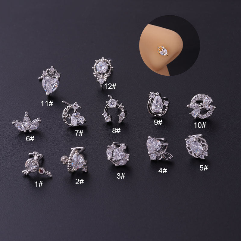 Fashion Love Crown Zircon Nose Stud – Elegant Women’s Nose Pin Jewellery