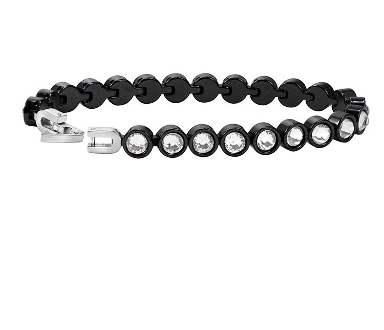 Hip-Hop Black Ceramic Diamond-Studded Bracelet