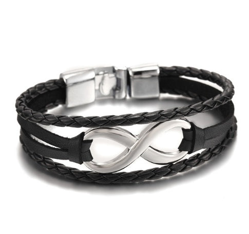 Lucky Figure 8 Leather Bracelet – Handcrafted Unisex Wristband